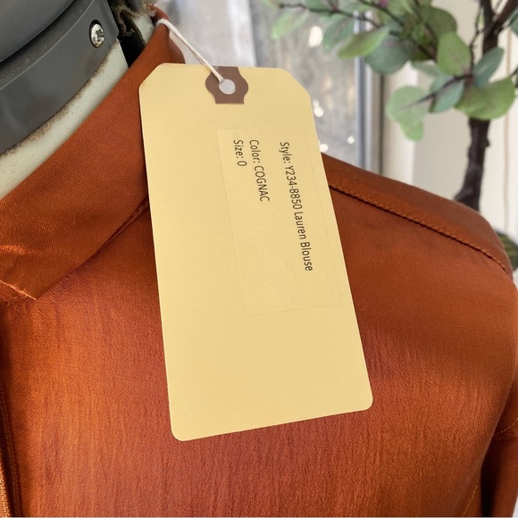 Raquel Allegra “Lauren” Blouse, Cognac, Size S, NWT Sample - Picture 4 of 10